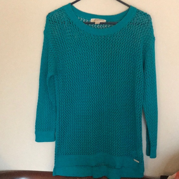 Michael Kors Sweaters - Michael Kors open weave teal pullover. NWOT. Sz L